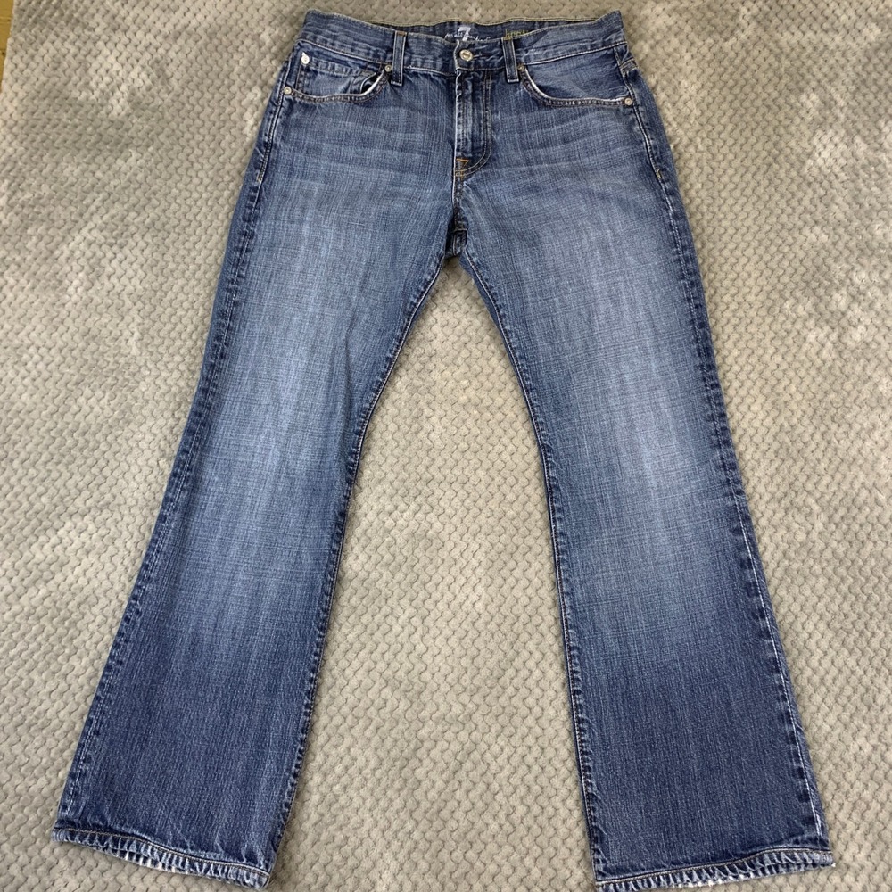 7 For All Mankind Brett Bootcut Jeans Mens 30 Medium Wash Blue 100% Cotton